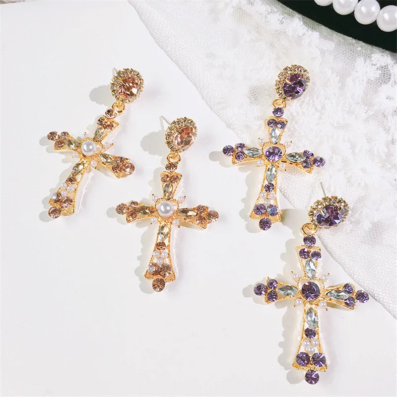 Женские серьги-подвески с кристаллами Винтажные серьги в стиле барокко модные