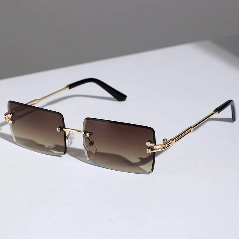 Новинка женские прямоугольные солнцезащитные очки без оправы небольшие