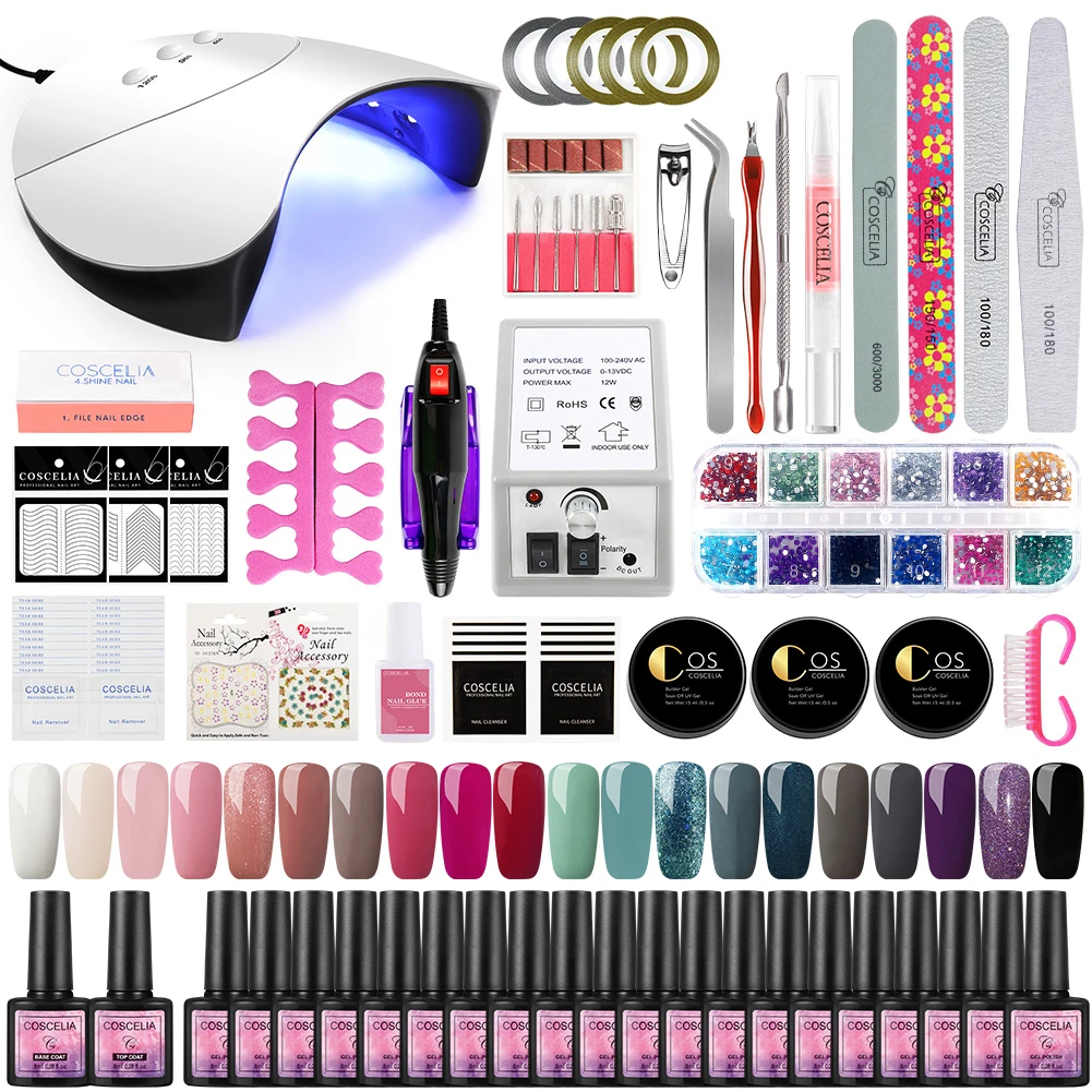

COSCELIA Gel Nail Polish Set With 36W UV Dryer Lamp Kit Nail Polish Kit Nail drill Machine Tools For Manicures Set Nail Art