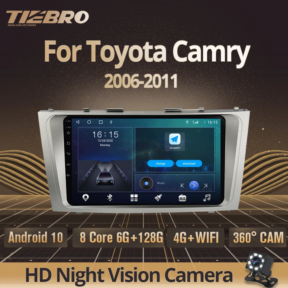 

Автомагнитола TIEBRO 2Din Android 10,0 для Toyota Camry 2006 2007 2008-2011 Автомобильный мультимедийный плеер стерео приемник навигация GPS DVD