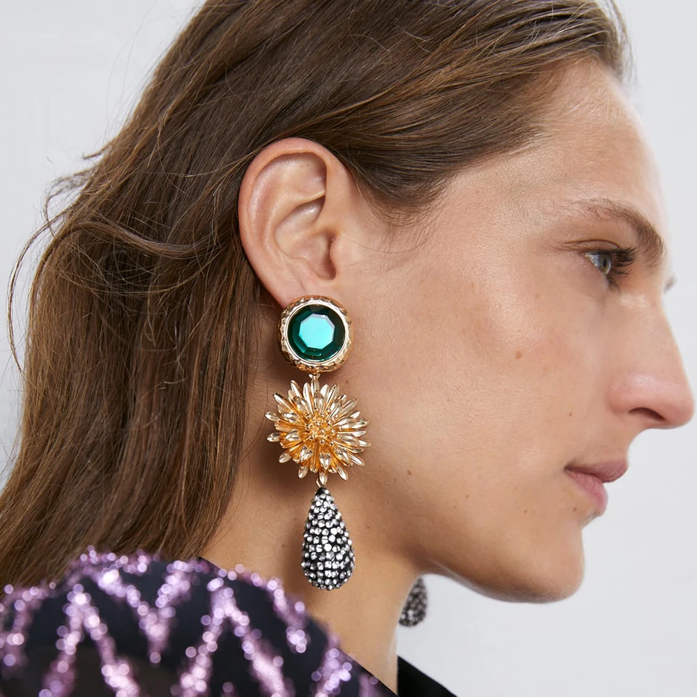 Новинка ZA стеклянные очаровательные Висячие серьги для женщин трендовые 2020