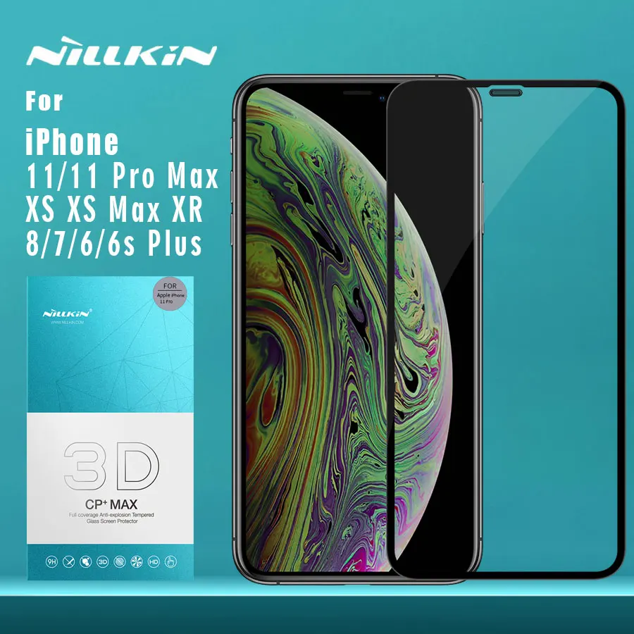 Стекло Nillkin 3D CP + Max для iPhone 11 Pro XS XR 8 7 Plus закаленное стекло с полным покрытием