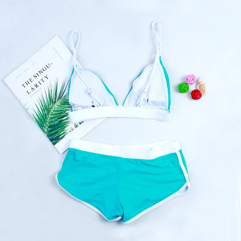 Женский комплект бикини с треугольным вырезом купальный костюм из двух