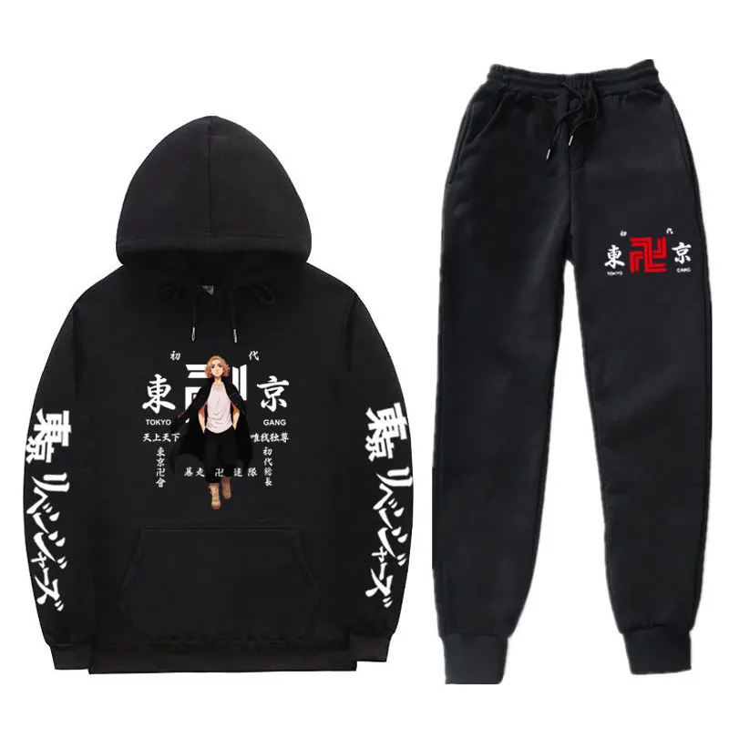 

Japanese Tokyo Revengers Anime Harajuku Men’s hoodie Winter Fashion Hip Hop Hoodie + Pants Two-Piece Casual Jogging Suit Hoodeds