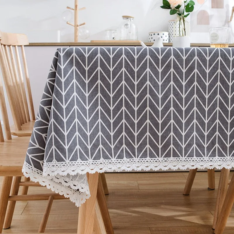 Скатерть из хлопка и льна в японском стиле прямоугольная мягкая скатерть клетку