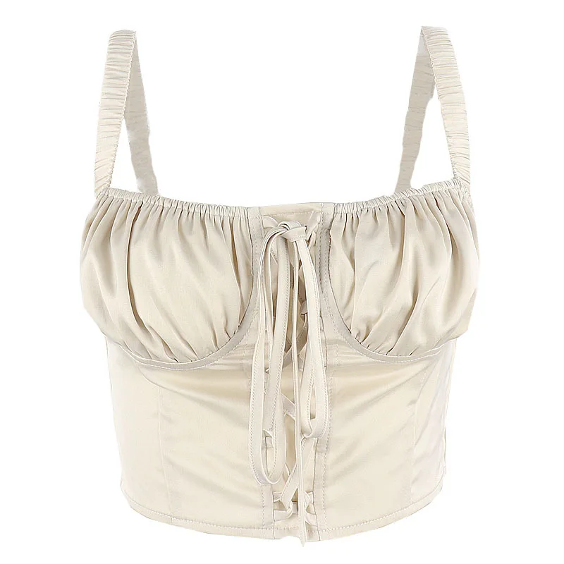 

solid color wrinkle drawstring boat collar crop top womens clothes