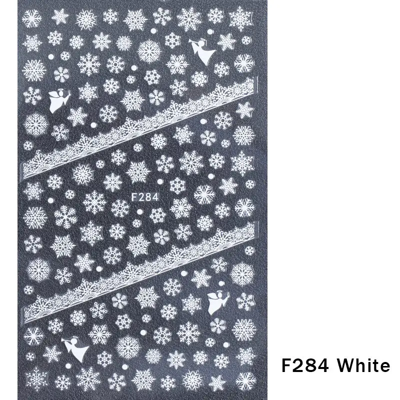 F284 White 1 шт рождественские наклейки для ногтей наклейки снежные хлопья рождественские обертывания Снеговик зимние украшения маникюрные инструменты слайдеры F281-284 - Цвет: F284 White