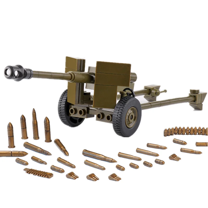 WW2 Military Soviet Weapons Building Blocks 122mm Cannon 85mm Anti-tank Gun Shell Parts Bricks Model Assembling Toys C218 | Игрушки и