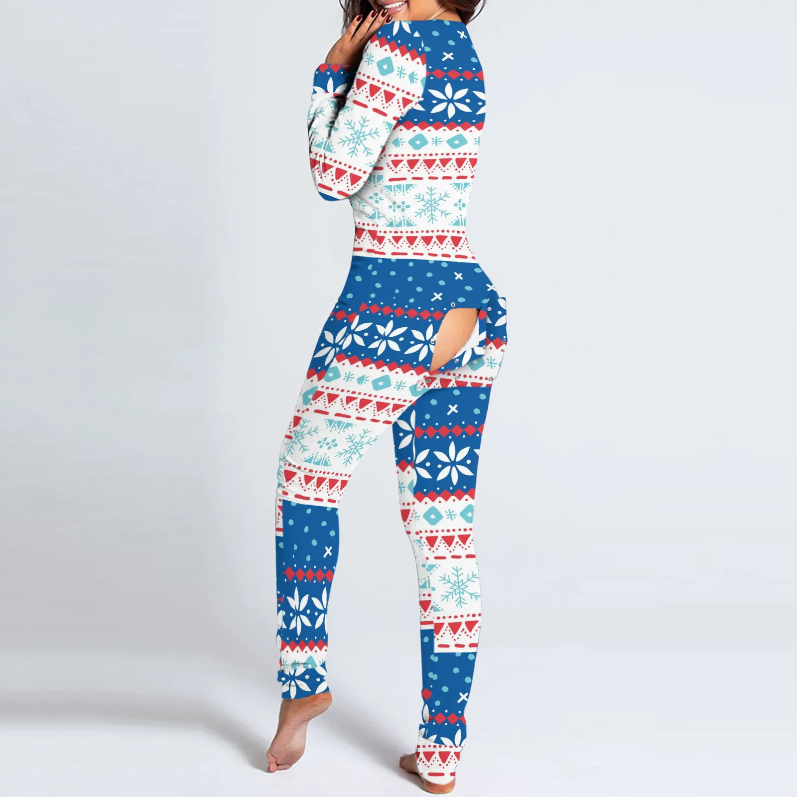 Рождественские комбинезоны с принтом сексуальный комбинезон открытым шаговым