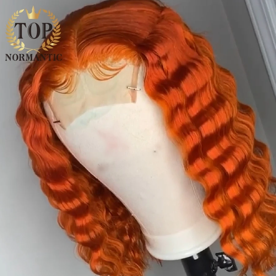 Парик из натуральных индийских человеческих волос 4 х4 оранжевого цвета