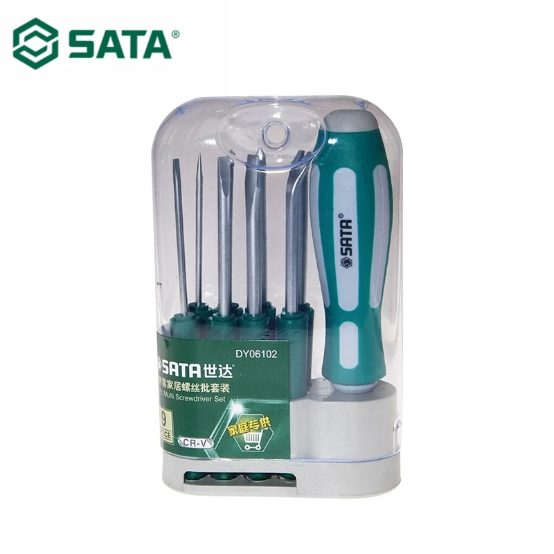 SATA 9 шт. многофункциональная отвертка водительский инструмент Прецизионная отвертка Набор розеток домашний ремонт ручная отвертка DY06102
