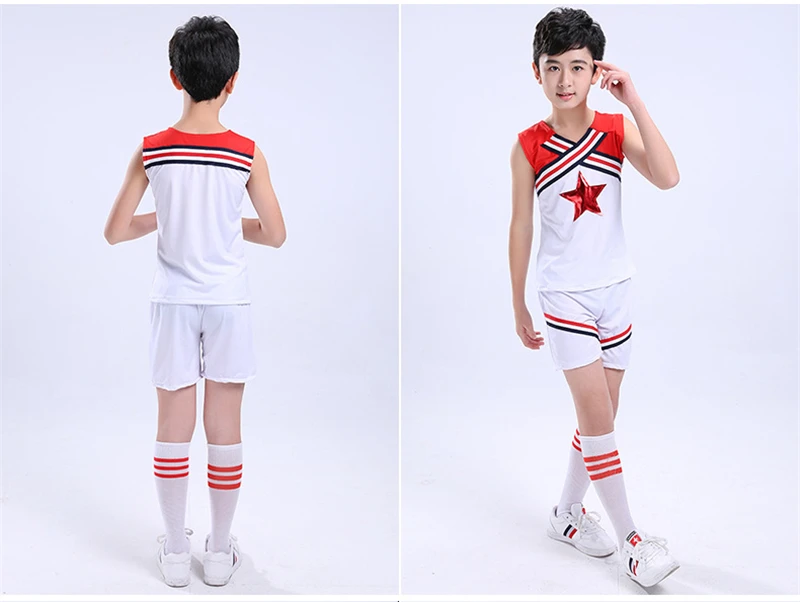 Boys short 120-180 см, школьные танцевальные костюмы, Студенческая форма Чирлидера, командные соревнования, спортивная гимнастика, детская сценическая одежда - Цвет: Boys short