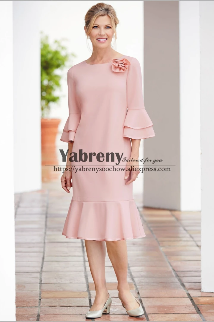

Pink Tea-length Mother of the bride dresses