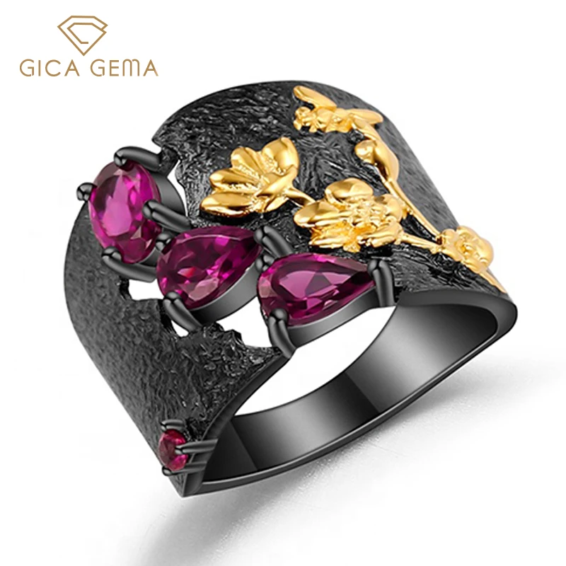 

Кольцо женское из серебра 925 пробы с гранатом и родолитом