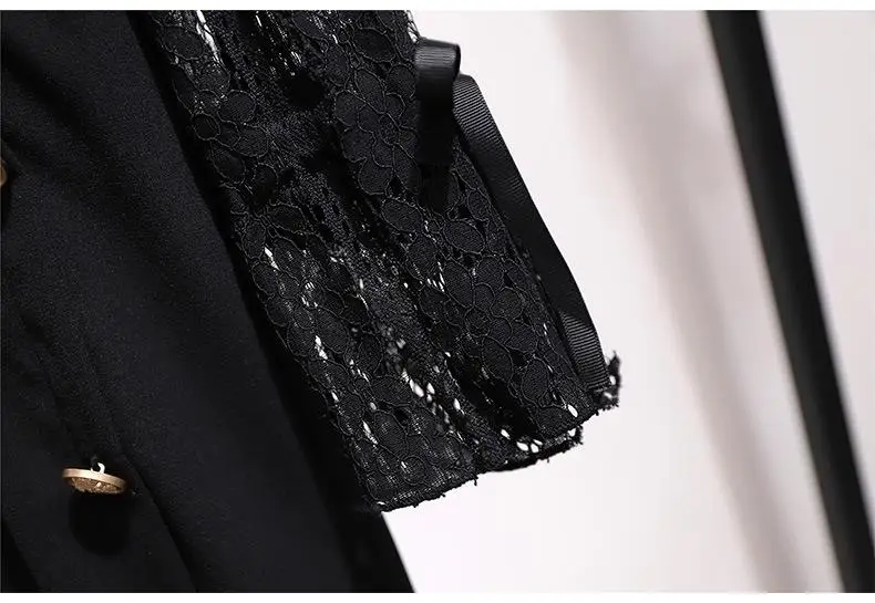 2XL-6XL женское кружевное платье большого размера осенние повседневные свободные офисные платья больших размеров Большие размеры 5XL Женские черные кружевные рабочие платья