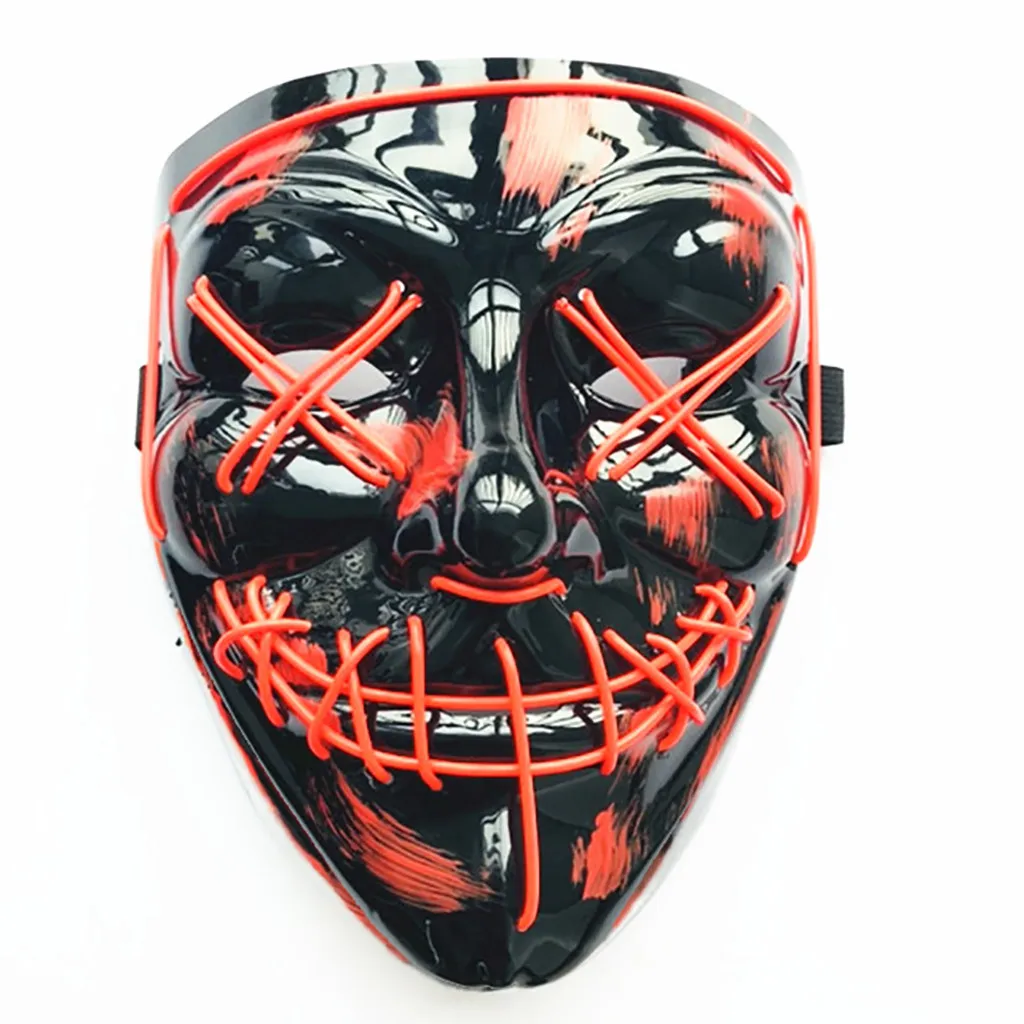 Светодиодная неоновая маска на Хэллоуин светится в темноте вечерние ужасные