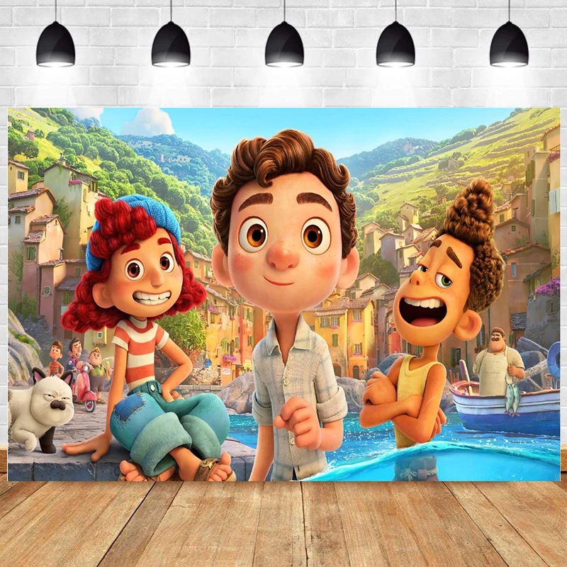 

Luca Photo Backdrop Movie Kids Baby Shower Happy Birthday Party Boy Girls Photograph Background Banner Decoration
