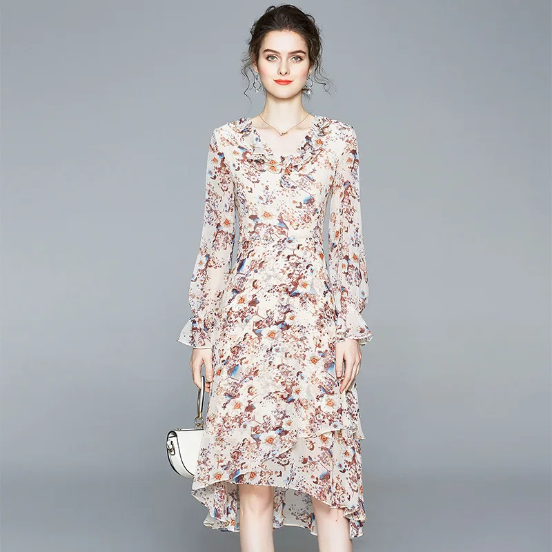 Элегантное женское длинное платье макси с цветочным принтом вечернее пляжное