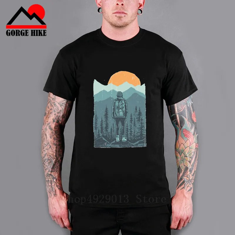 Футболка мужская с принтом винтажная 100% хлопок круглым вырезом|Мужские футболки|