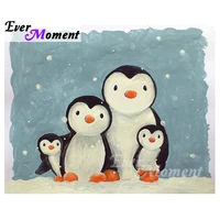 ever moment mosaic diamond painting art kits cartoon penguin family full square hobbies and handicrafts decor for giving 4y1170