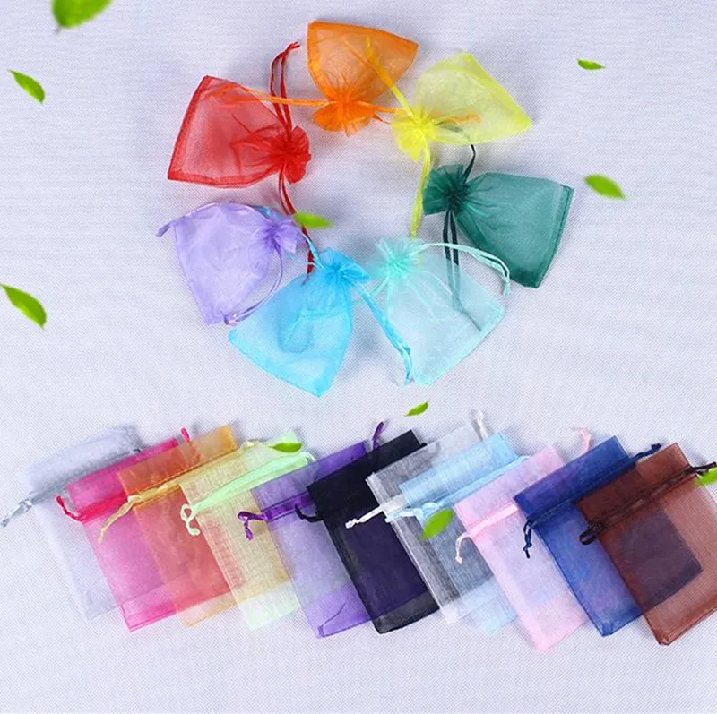 

50 Pcs organza wedding gift bag jewelry bag packaging net organza bag pochette cadeau organza bags bolsa organza gift zakjes