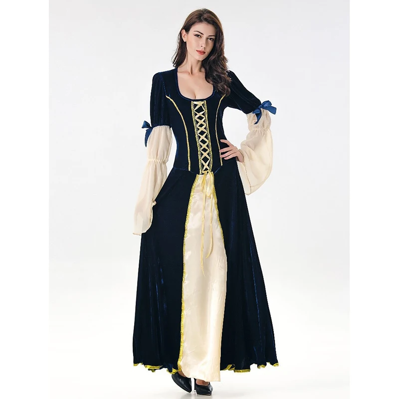 Halloween New Medieval Dress Cosplay Carnival Costume Queen Long Robe Disguise Palace Court Retro Noble Princess Woman Girls |