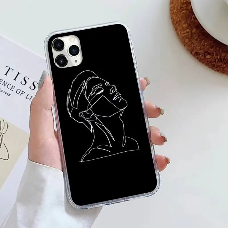 

Simple line black art Minimalist Phone Case For iphone 12 5 5s 5c se 6 6s 7 8 plus x xs xr 11 pro max