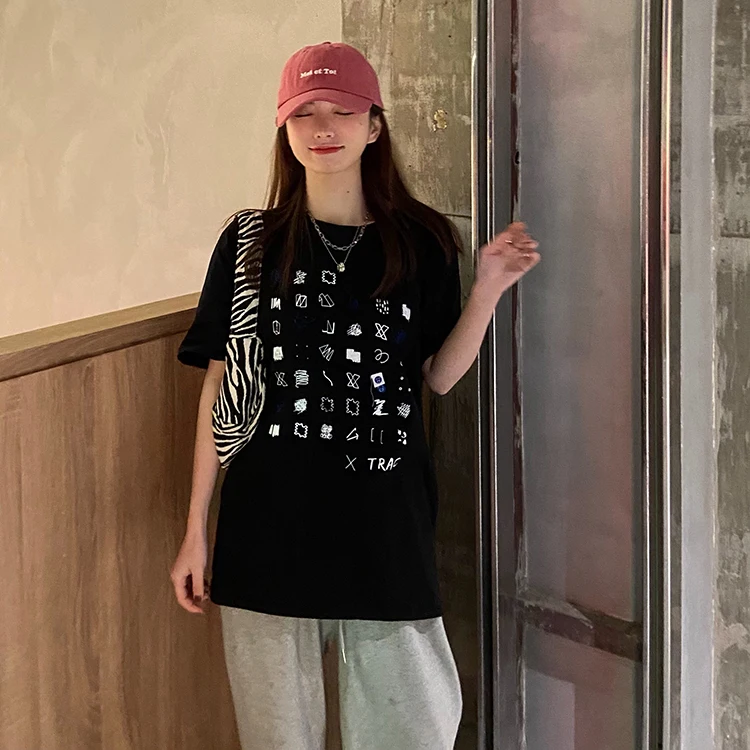 Повседневные свободные повседневные Модные простые футболки с геометрическим