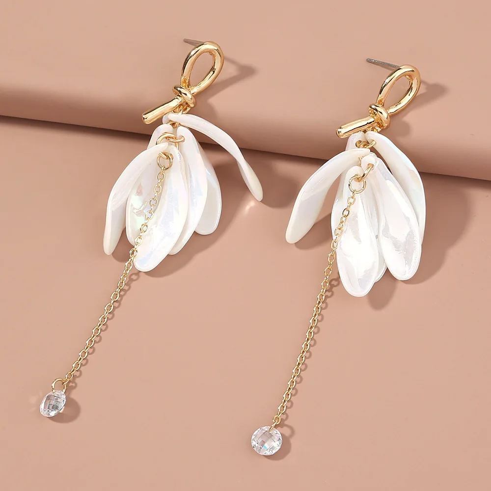 

Shell Acetate Petal Drop Earrings for Women Sweet Beauty Girls Ear Jewelry 2021 Korean Fashion Cute Student Ear Accessories