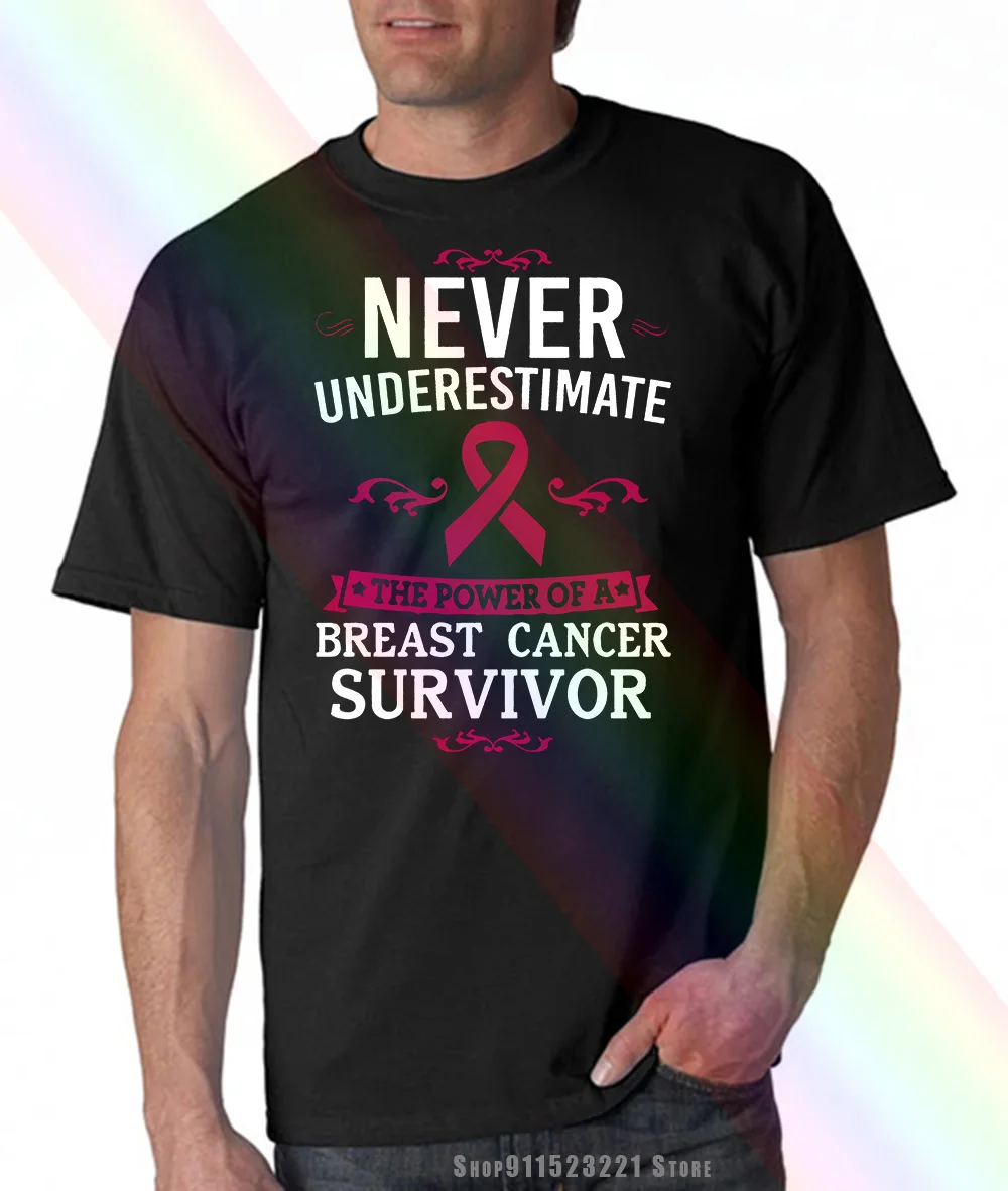 Футболка премиум класса Casu с надписью Neverunderestimate cancerвыживание груди никогда не