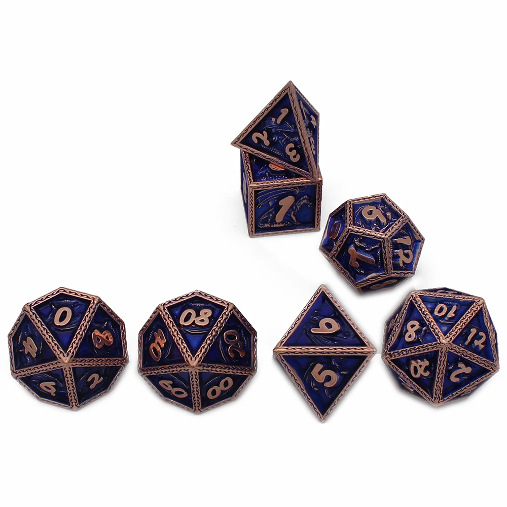 2021 New Style Metal Dice 7 Pcs Dragon Pattern D&ampD DND Polyhedral Set for Role Playing Game MTG Pathfinder | Спорт и развлечения