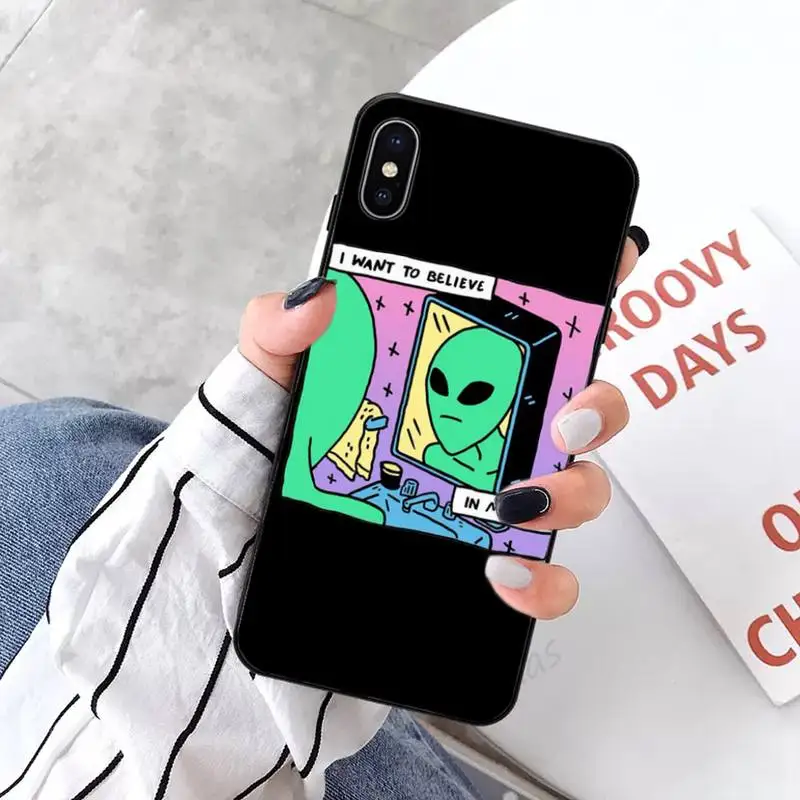 

Aesthetics Cute Cartoon alien space Phone Case for iPhone 11 12 pro XS MAX 8 7 6 6S Plus X 5S SE 2020 XR