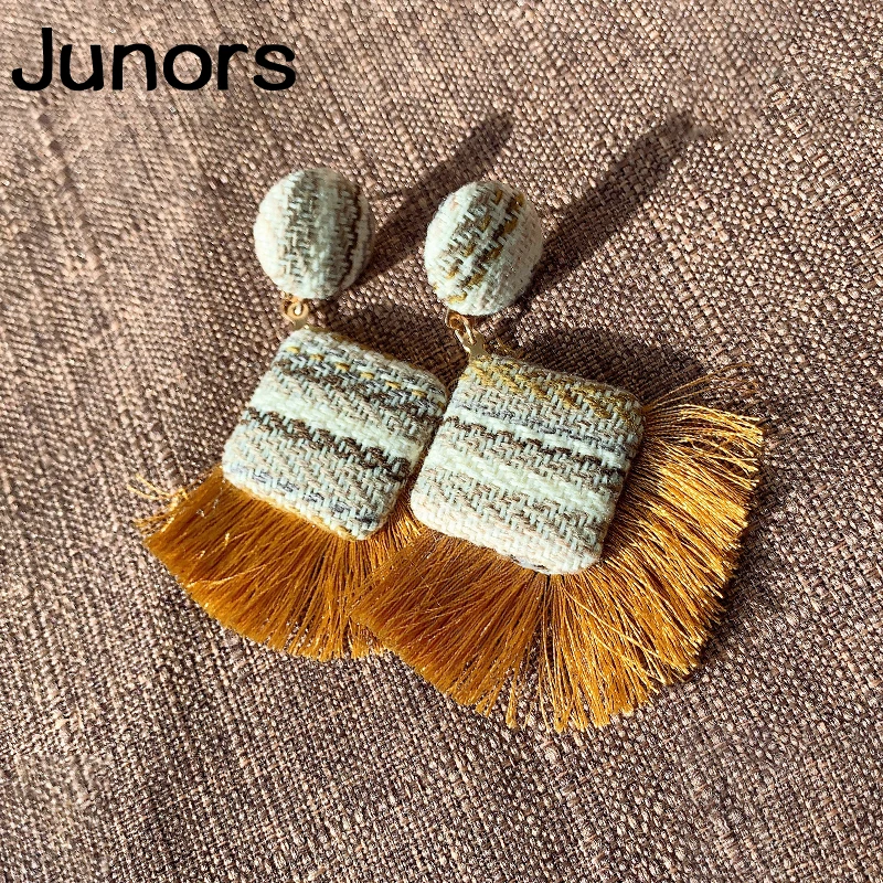 Винтажные плетеные серьги с кисточками для женщин богемные ручной работы