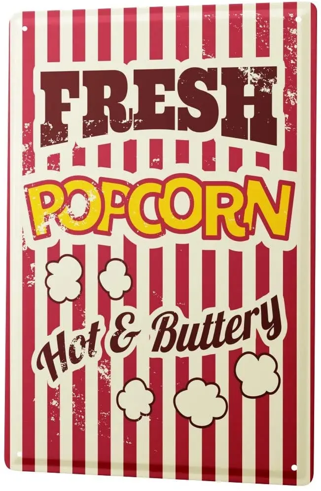 

SINCE 2004 Tin Sign Metal Plate Decorative Sign Home Decor Plaques Cinema Popcorn Cinema