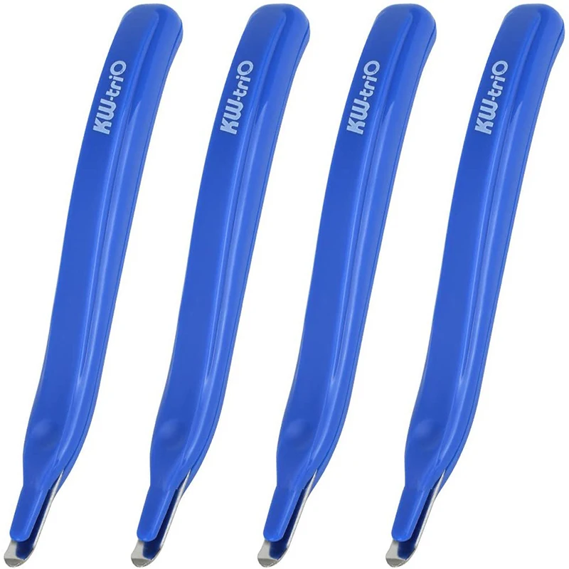 

KW-TRIO 4 Pack Magnetic Staple Remover, Puller Staple Removal,Push Full Professional Easy Set for School, Office and Home - Blue