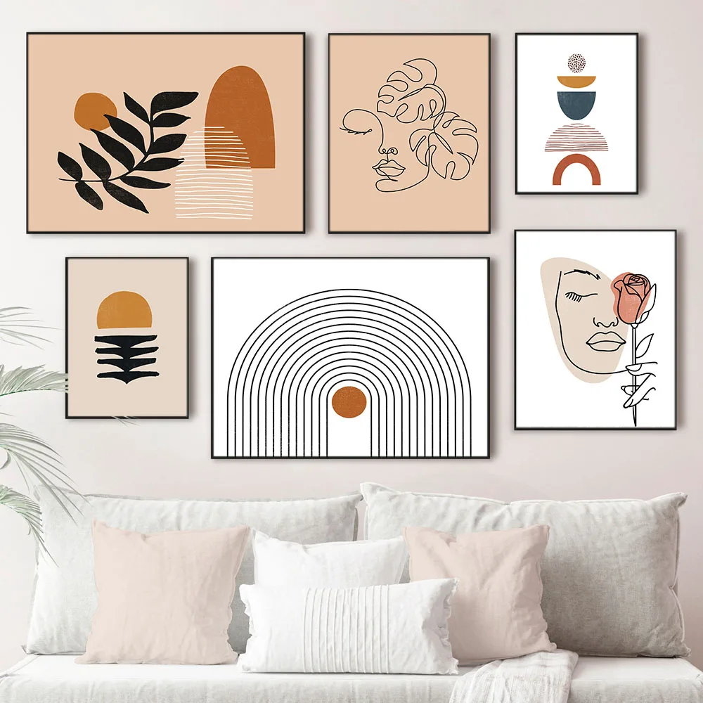 

Abstract Poster Leaf and Women Canvas Painting Art Nordic Posters and Prints Wall Pictures for Living Room Decoration Frameless