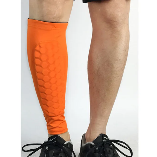 1pcs Honeycomb Shin Guard Professional Football Shields Soccer Legging Shinguards Leg Sleeves Protective Gear Sports Protector - Цвет: Оранжевый