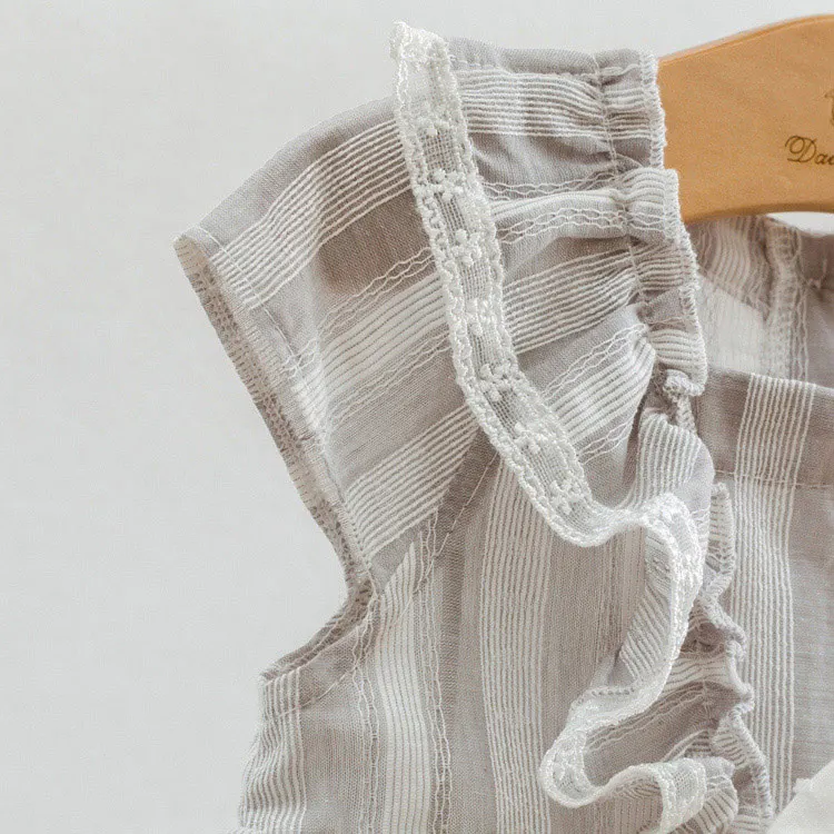 Хлопковое летнее серое двухслойное платье в клетку новейший дизайн кружевное