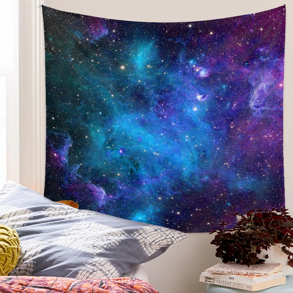 Настенный гобелен с галактикой комнатный декор Звездный лес хиппи