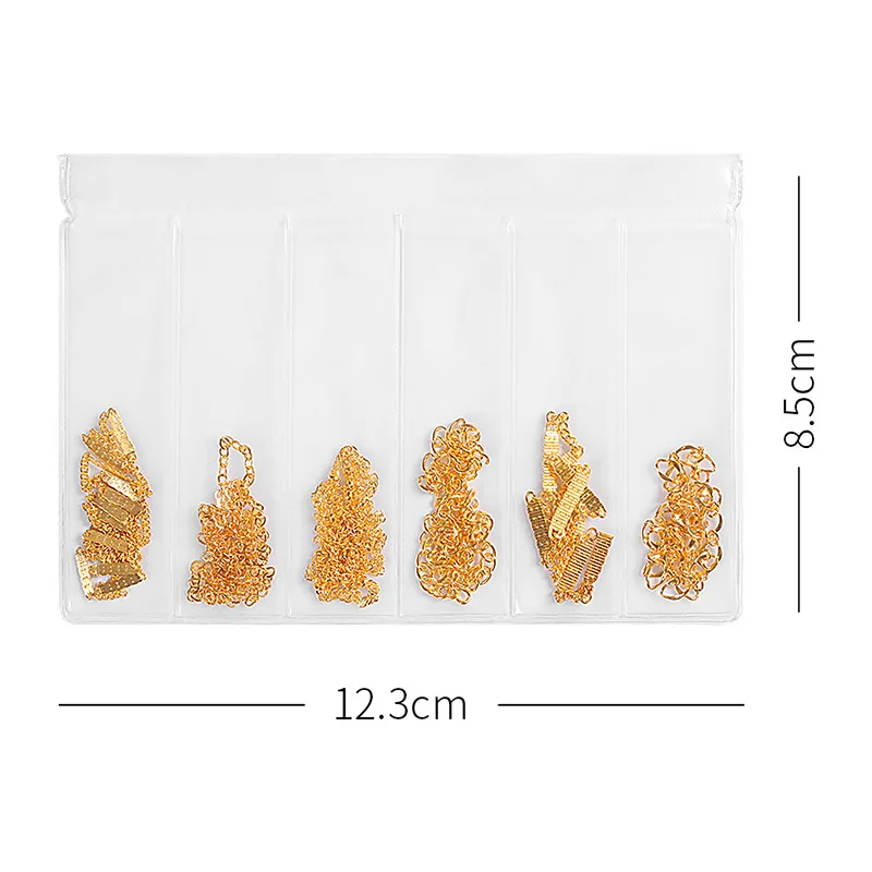 6 сетки/уп 3D металлической цепью нейл-арта украшения в стиле панк Стиль стальная