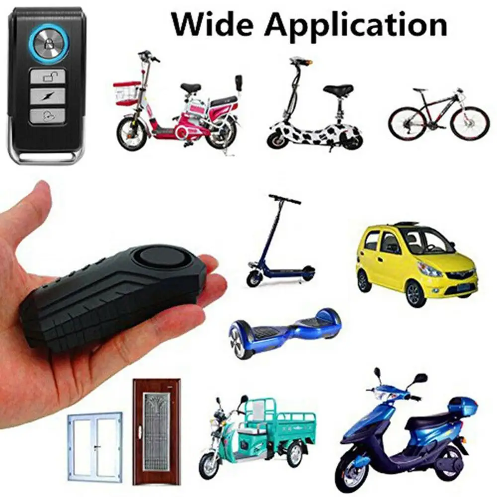 

113Db Wireless Anti-Theft Vibration Motorcycle Bike Security Alarm W/Remote Ip55 Waterproof Pc Material Shell