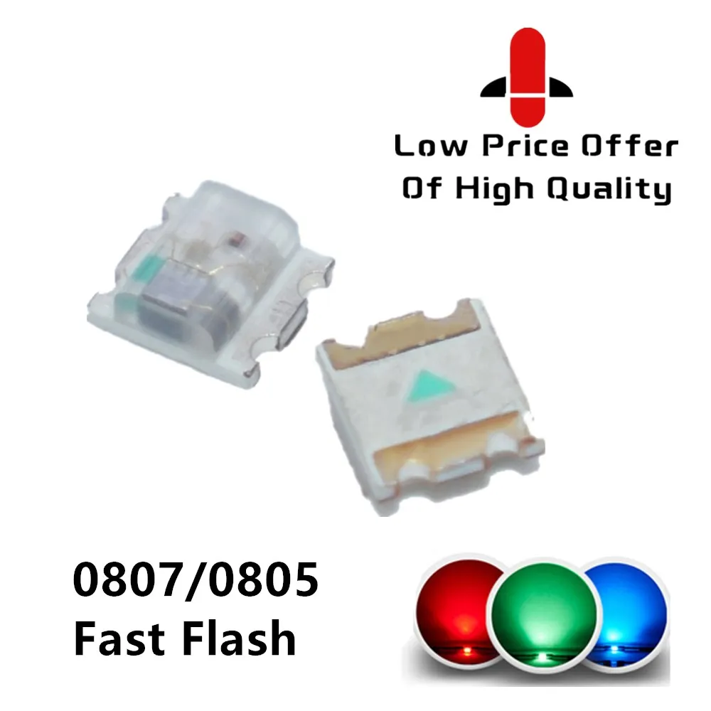 100 шт. мигающий светодиодный SMD диод 0805 RGB тока диода вспышки Alto Brilho 0807