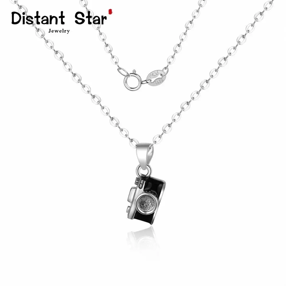 Ожерелье с подвеской камеры из стерлингового серебра 925 пробы колье сердцем