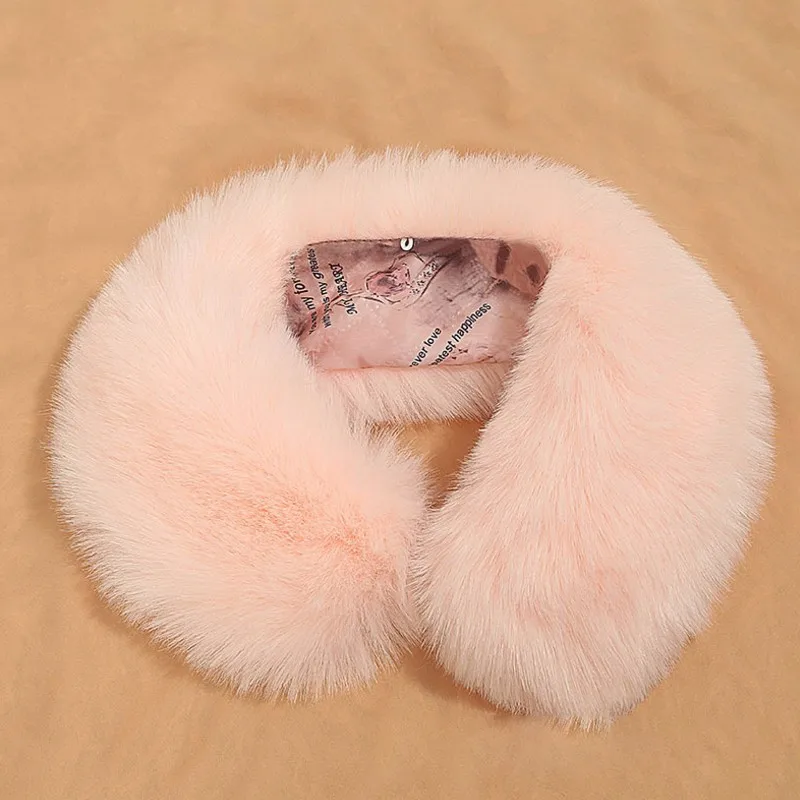 O-Neck Pink Qearlstar зимний искусственный меховой воротник из кролика рекс для куртки капюшон для женщин и мужчин пальто меховые шарфы Роскошный декор высокое качество шарф WME08 - Цвет: O-Neck Pink