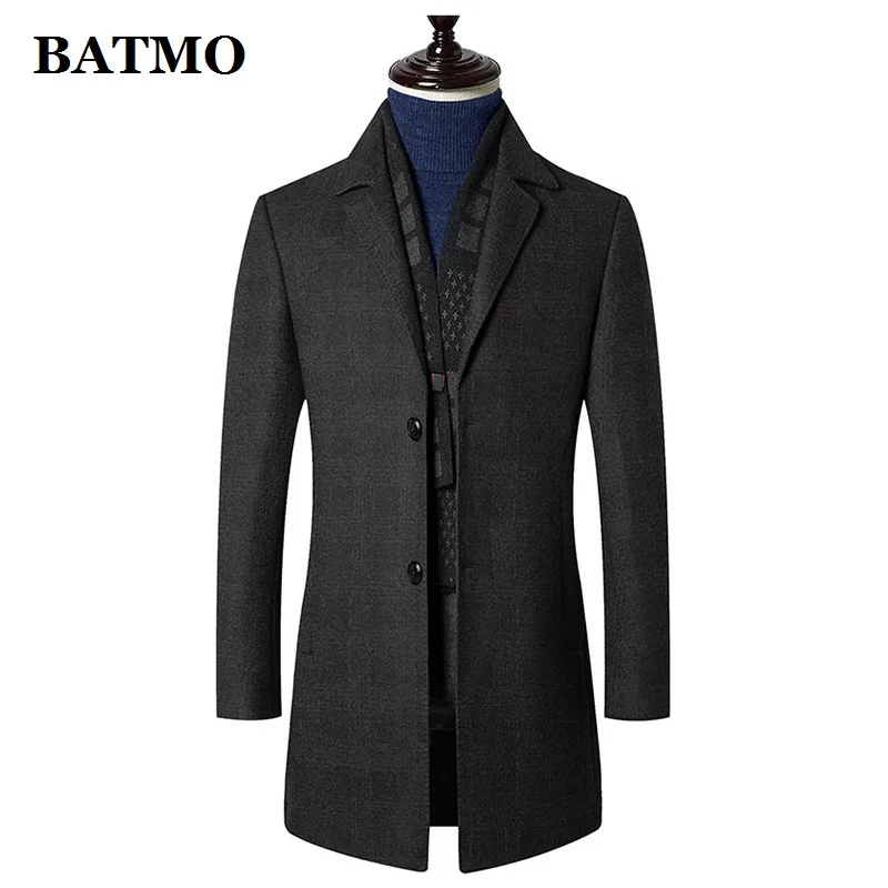 BATMO 2019 Новое поступление высококачественный шерстяной клетчатый тренчкот для