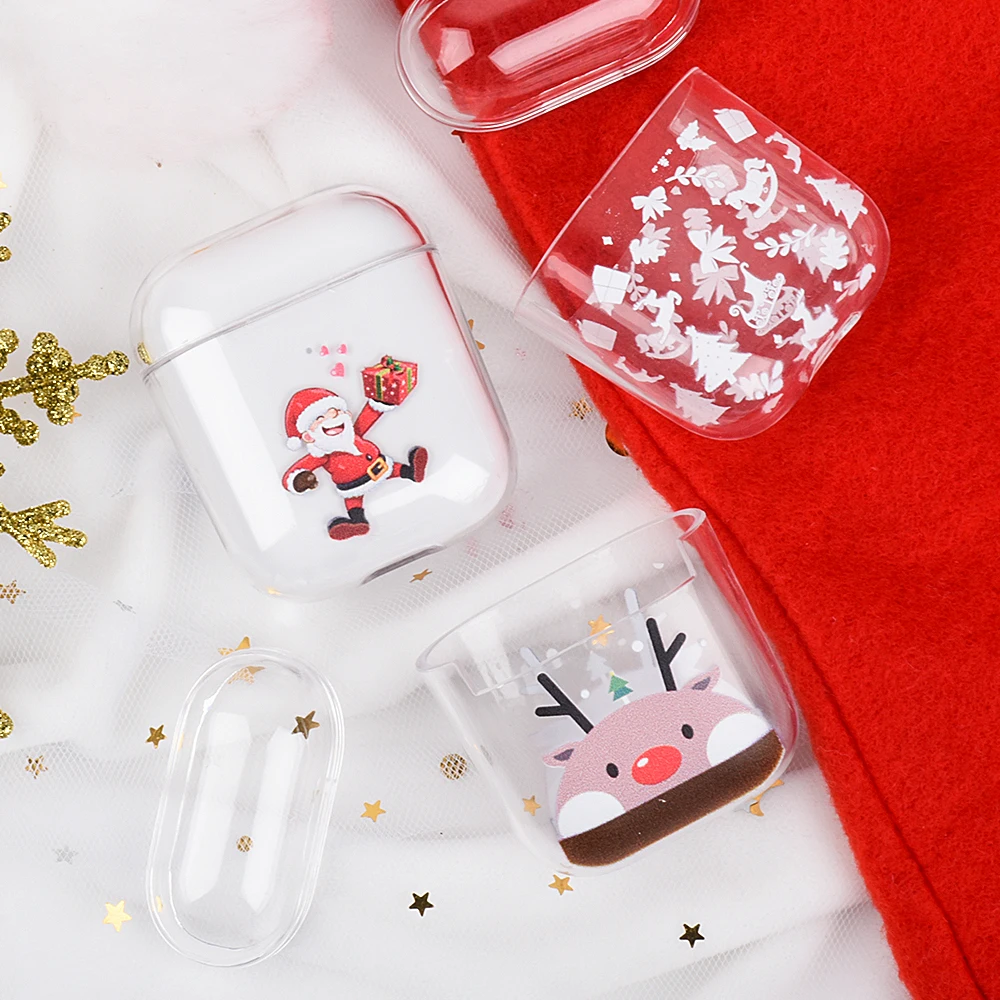 Фото Чехол для наушников с надписью &quotMerry Christmas" Apple Airpods 1 2 рисунком Санта Клауса