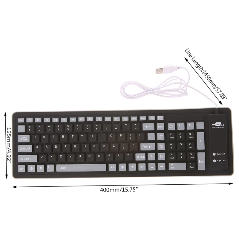 Складная клавиатура Водонепроницаемая USB Проводная 103 клавиши силиконовая