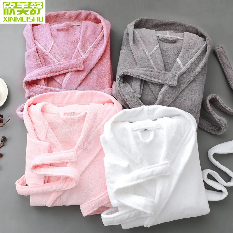 Банный халат для мужчин и женщин Осень-зима 100% хлопок полотенце ночная рубашка с