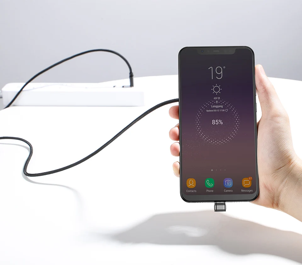 KUULAA нейлоновый USB C кабель 180 градусов Быстрое Зарядное устройство usb type C кабель для Xiaomi Mi 8 samsung Galaxy S9 Plus мобильный телефон USB-C шнур