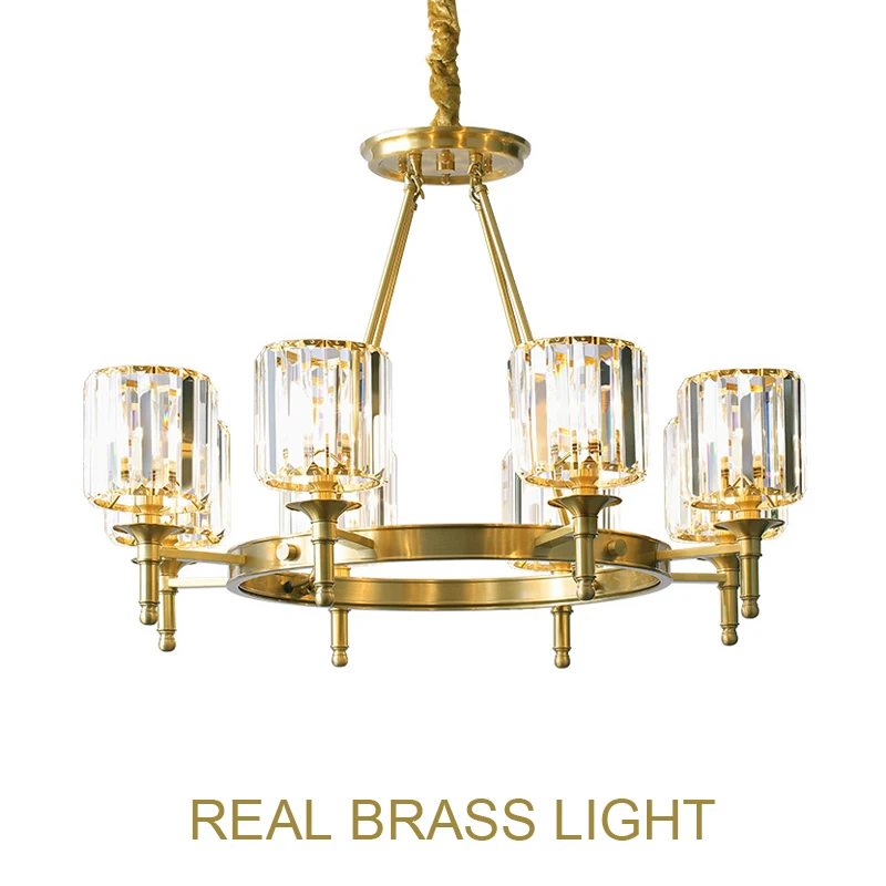 Современная стеклянная хрустальная люстра медный светодиодный подвесной